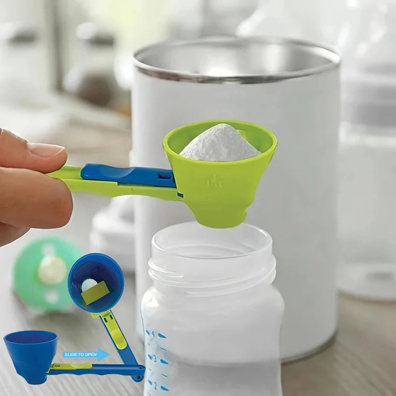 Durable PP Material Mess-Free Protein Powder Scoop - Sliding Funnel for Milk & Supplements, Kitchen Gadget for All Occasions